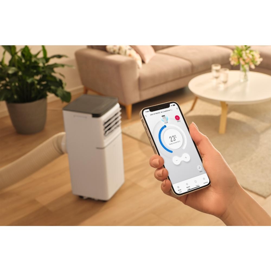 Sencor - Condizionatore portatile smart 3 in 1 con accessori completi 815W/230V 8000 BTU Wi-Fi bianco + telecomando