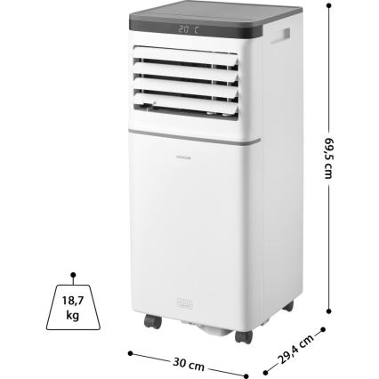 Sencor - Condizionatore portatile smart 3 in 1 con accessori completi 815W/230V 8000 BTU Wi-Fi bianco + telecomando
