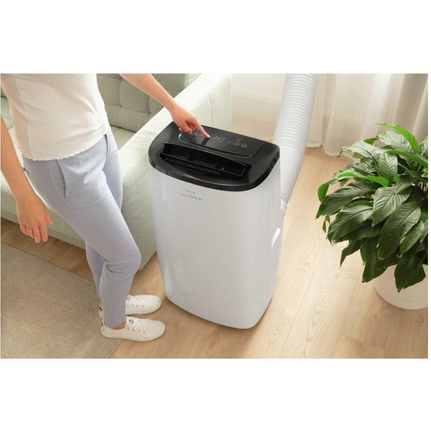 Sencor - Condizionatore portatile intelligente 4-in-1 completo di accessori 1750 W/230 V 18000 BTU Wi-Fi bianco + telecomando