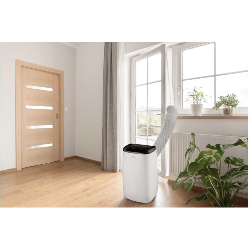 Sencor - Condizionatore portatile intelligente 4-in-1 completo di accessori 1750 W/230 V 18000 BTU Wi-Fi bianco + telecomando