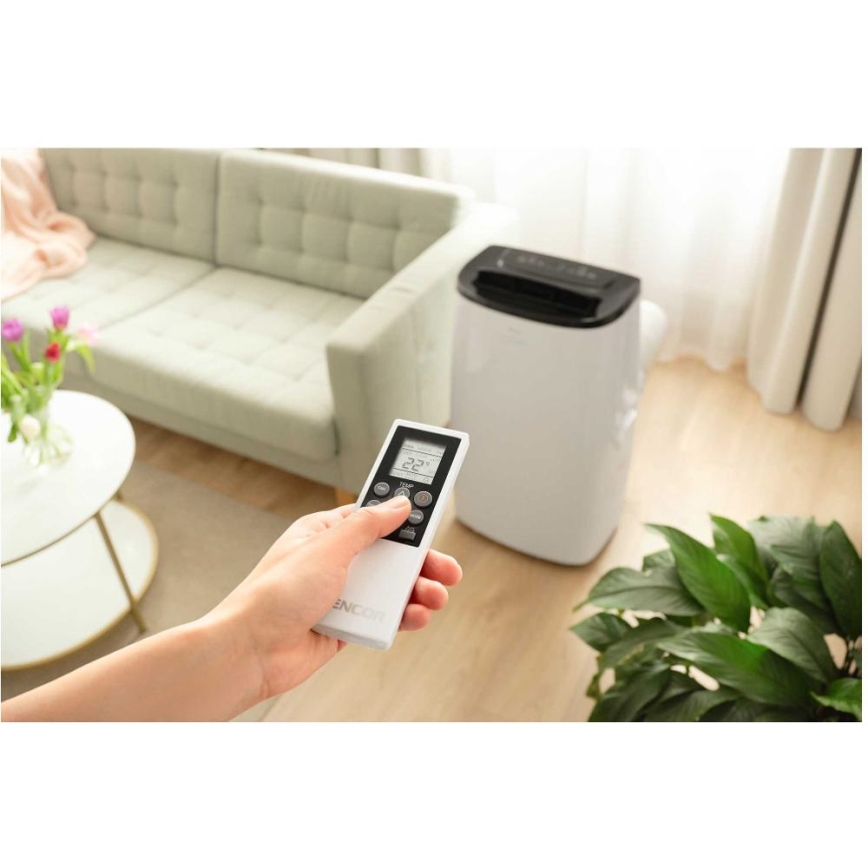 Sencor - Condizionatore portatile intelligente 4-in-1 completo di accessori 1750 W/230 V 18000 BTU Wi-Fi bianco + telecomando