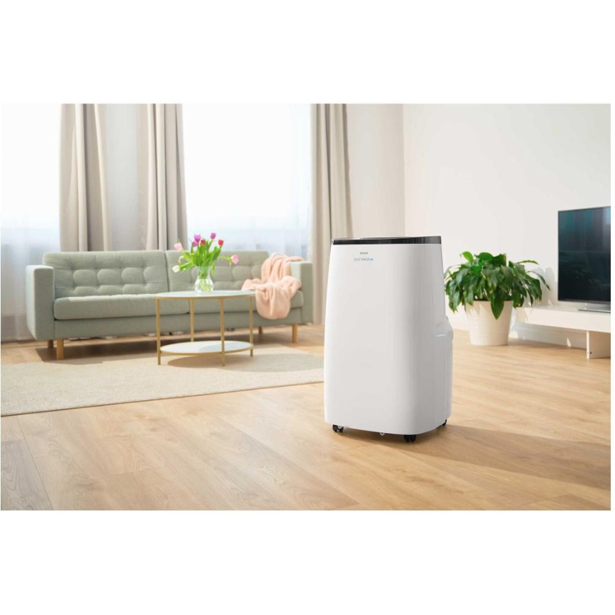 Sencor - Condizionatore portatile intelligente 4-in-1 completo di accessori 1750 W/230 V 18000 BTU Wi-Fi bianco + telecomando