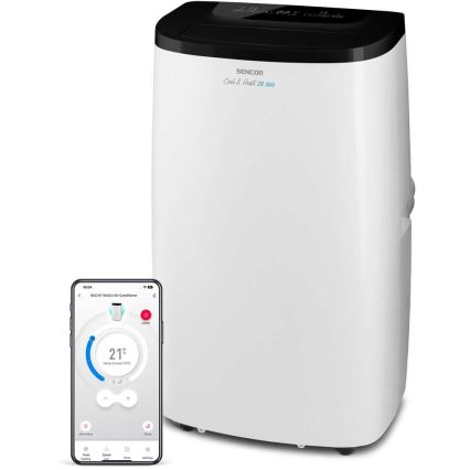 Sencor - Condizionatore portatile intelligente 4-in-1 completo di accessori 1750 W/230 V 18000 BTU Wi-Fi bianco + telecomando
