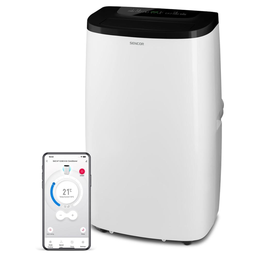 Sencor - Climatizzatore portatile intelligente 4 in 1 con accessori completi inclusi 1700W/230V 12000 BTU Wi-Fi bianco + telecomando