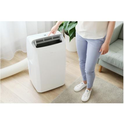 Sencor - Climatizzatore portatile intelligente 5 in 1 con accessori completi 733W/230V 9000 BTU Wi‑Fi bianco + telecomando