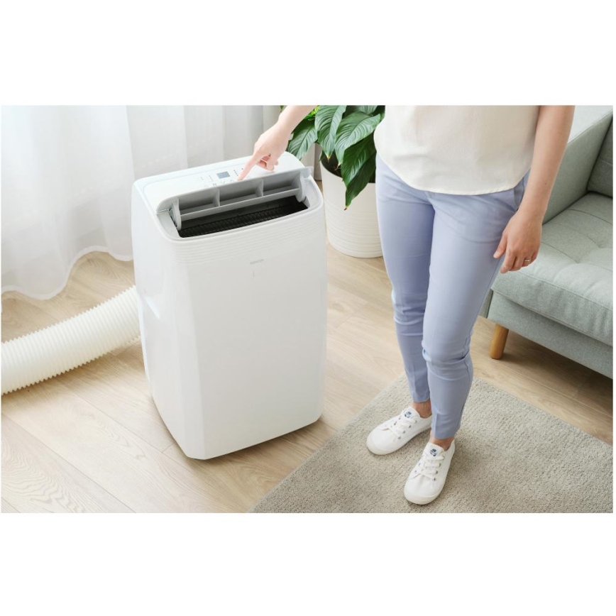 Sencor - Climatizzatore portatile intelligente 5 in 1 con accessori completi 733W/230V 9000 BTU Wi‑Fi bianco + telecomando