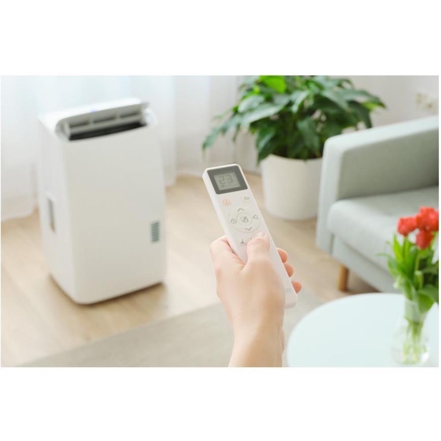 Sencor - Climatizzatore portatile intelligente 5 in 1 con accessori completi 733W/230V 9000 BTU Wi‑Fi bianco + telecomando