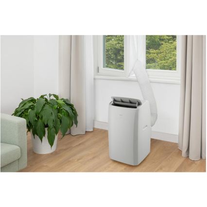 Sencor - Climatizzatore portatile intelligente 5 in 1 con accessori completi 733W/230V 9000 BTU Wi‑Fi bianco + telecomando