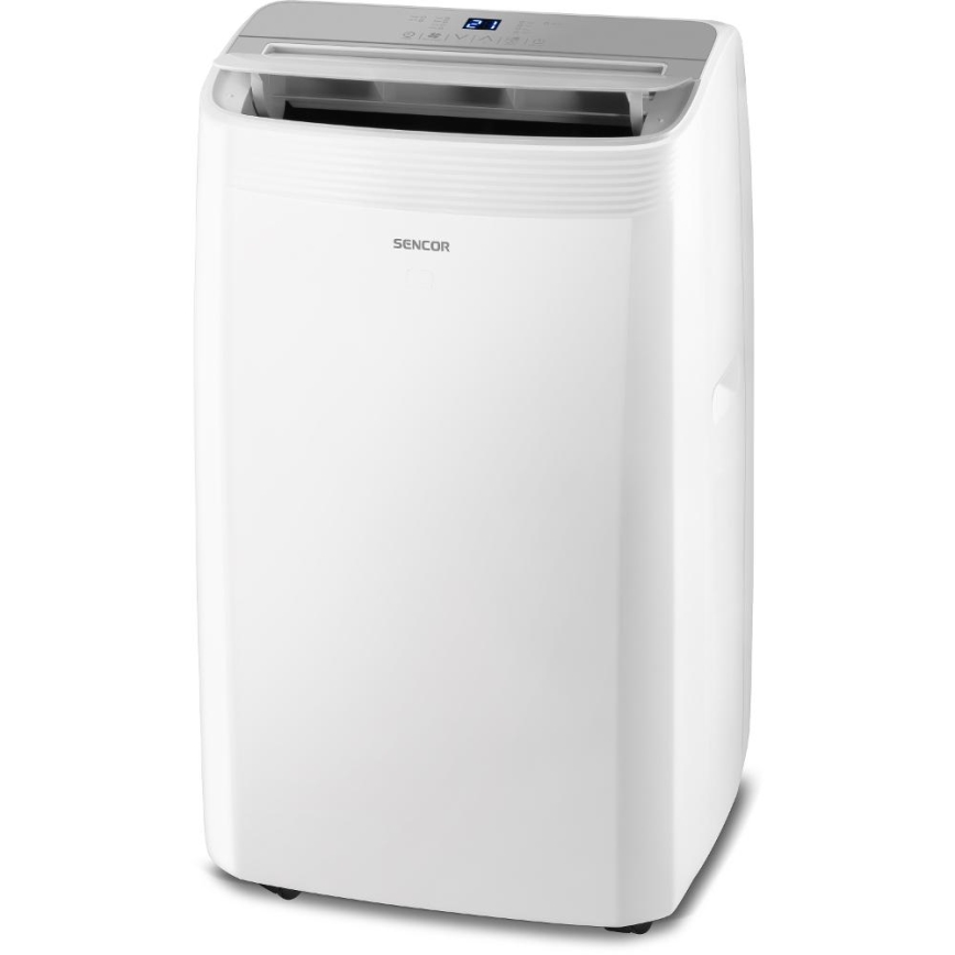Sencor - Climatizzatore portatile intelligente 5 in 1 con accessori completi 733W/230V 9000 BTU Wi‑Fi bianco + telecomando