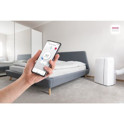 Sencor - Condizionatore d'aria mobile Smart 3in1 comprensivo di accessori completi 1450W/230V 12000 BTU Wi-Fi bianco + telecomando