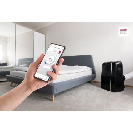 Sencor - Condizionatore d'aria mobile Smart 3in1 comprensivo di accessori completi 1450W/230V 12000 BTU Wi-Fi nero + telecomando