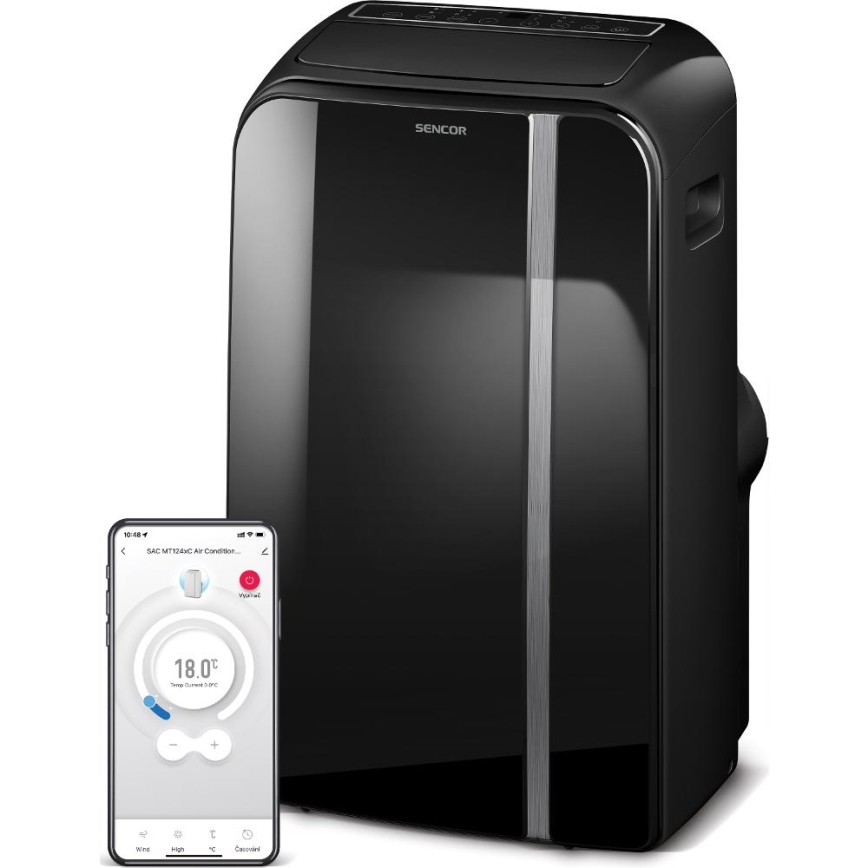 Sencor - Condizionatore d'aria mobile Smart 3in1 comprensivo di accessori completi 1450W/230V 12000 BTU Wi-Fi nero + telecomando