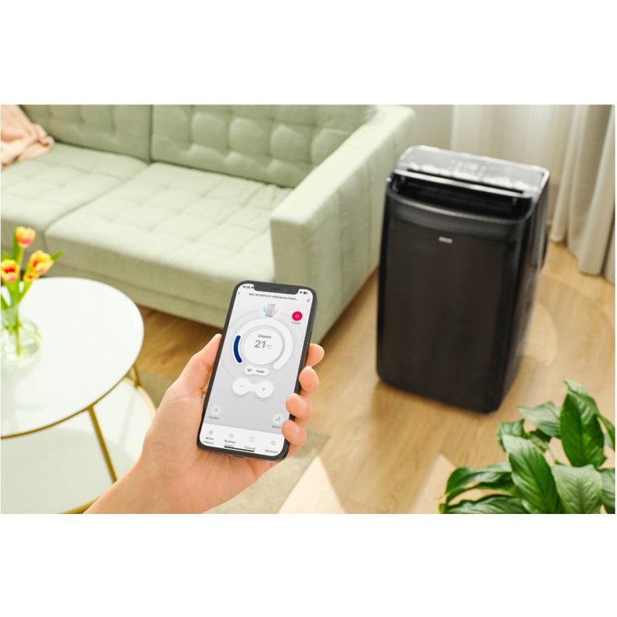 Sencor - Condizionatore mobile smart včetně kompletního příslušenství 900W/230V 9000 BTU Wi-Fi nero + telecomando
