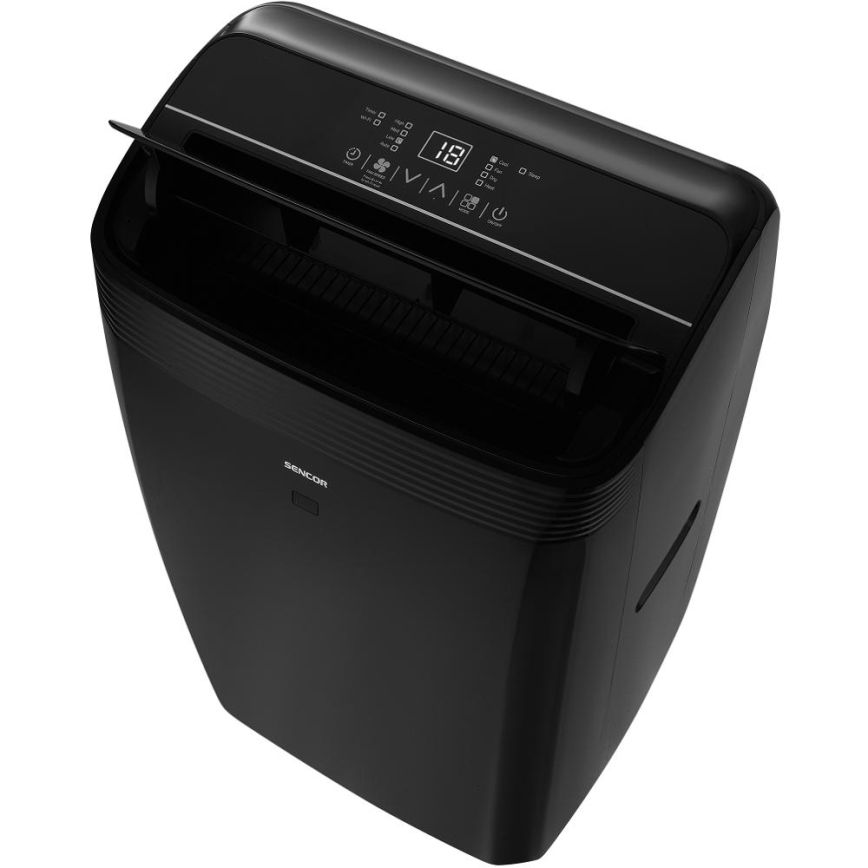 Sencor - Condizionatore mobile smart včetně kompletního příslušenství 900W/230V 9000 BTU Wi-Fi nero + telecomando