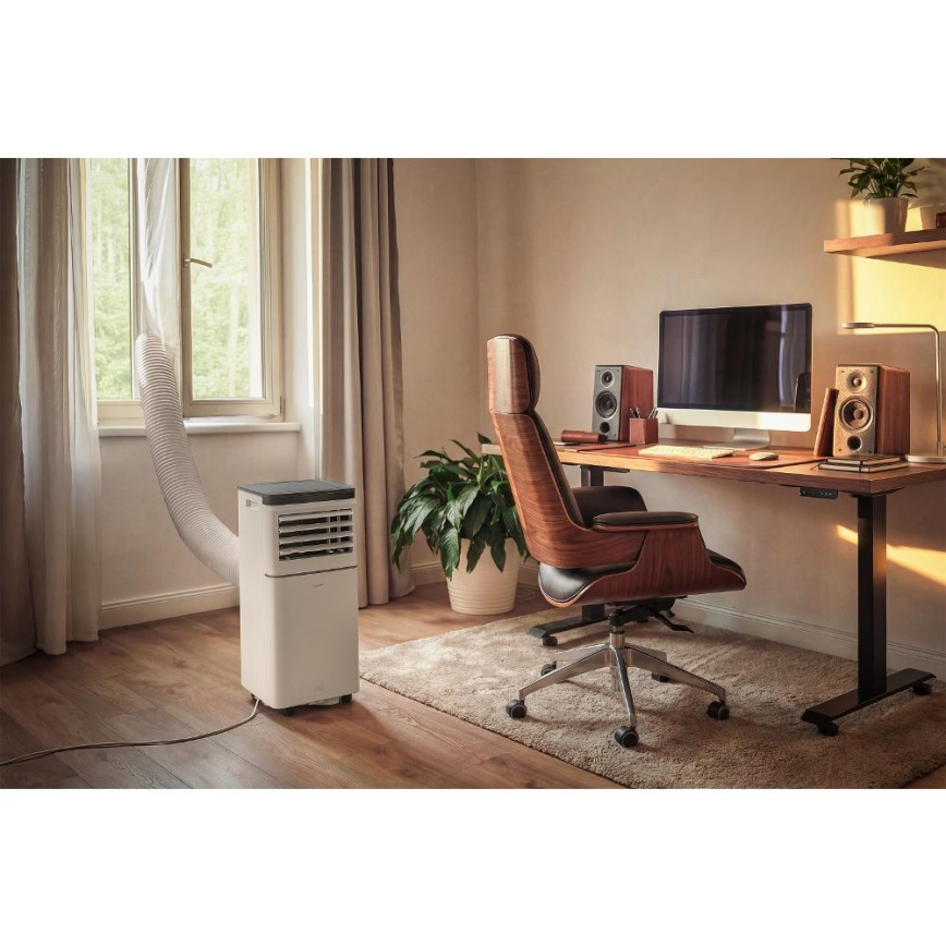 Sencor - Condizionatore portatile intelligente 3 in 1 con kit completo di accessori 760W/230V 7000 BTU Wi-Fi bianco + telecomando