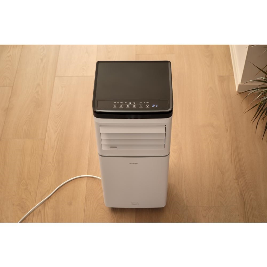 Sencor - Condizionatore portatile intelligente 3 in 1 con kit completo di accessori 760W/230V 7000 BTU Wi-Fi bianco + telecomando