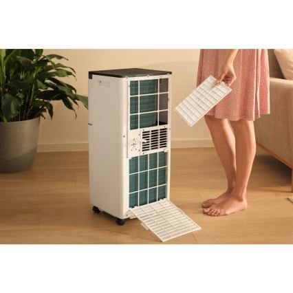 Sencor - Condizionatore portatile intelligente 3 in 1 con kit completo di accessori 760W/230V 7000 BTU Wi-Fi bianco + telecomando