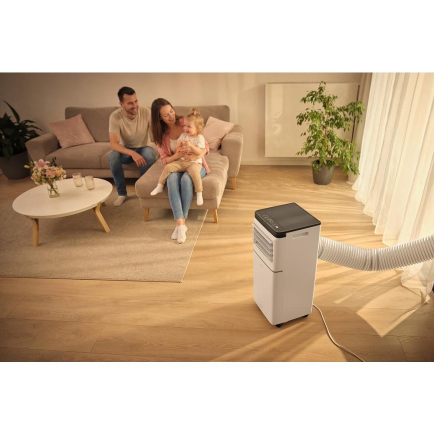 Sencor - Condizionatore portatile intelligente 3 in 1 con kit completo di accessori 760W/230V 7000 BTU Wi-Fi bianco + telecomando