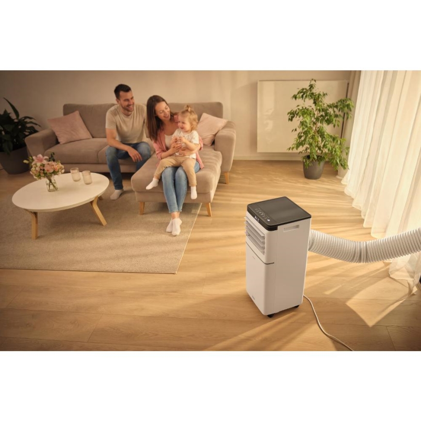 Sencor - Condizionatore portatile intelligente 3 in 1 con accessori completi 1020W/230V 10000 BTU Wi‑Fi bianco + telecomando