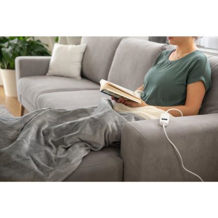 Sencor - Coperta elettrica riscaldante 160W/230V 180x130 cm grigia