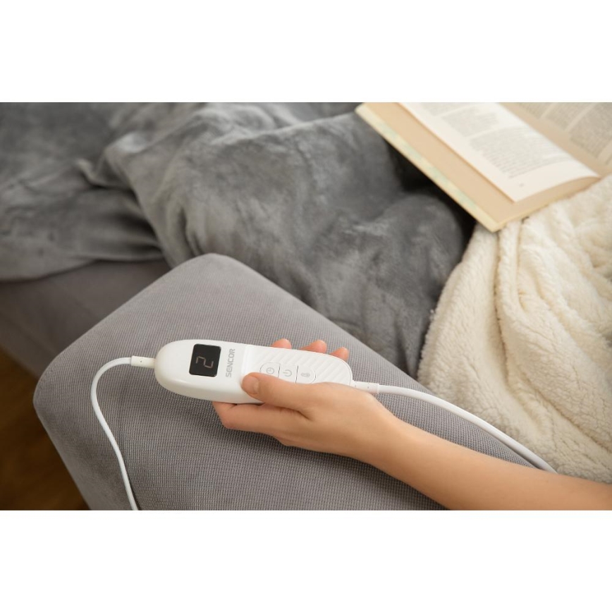 Sencor - Coperta elettrica riscaldante 160W/230V 180x130 cm grigia