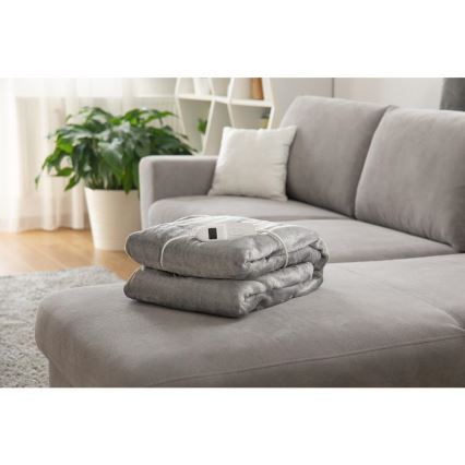 Sencor - Coperta elettrica riscaldante 160W/230V 180x130 cm grigia