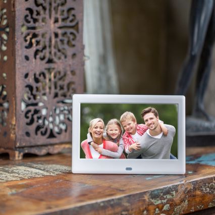 Sencor - Cornice digitale per foto da 7 con altoparlante 230V bianca + telecomando