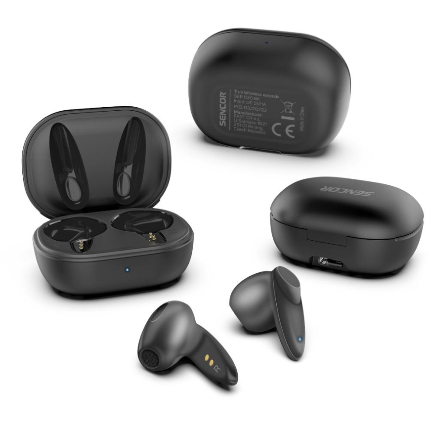 Sencor - Cuffie wireless 230 mAh + 2x 25 mAh IPX4 nero