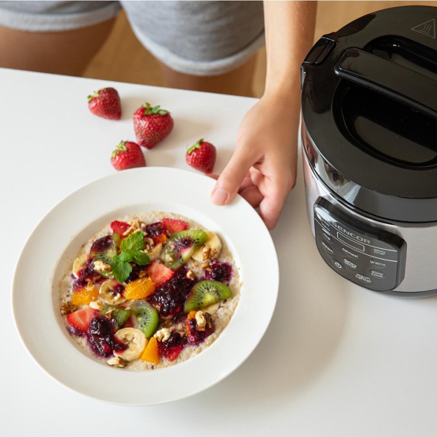 Sencor - Cuociriso multifunzione 350W/230V 0,6 l acciaio inox/nero