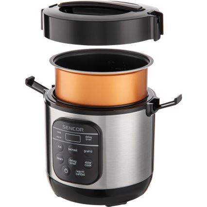 Sencor - Cuociriso multifunzione 350W/230V 0,6 l acciaio inox/nero