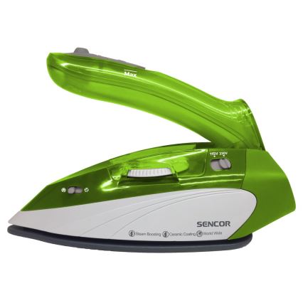 Sencor - Ferro da stiro a vapore da viaggio 1100W/115V/230V verde