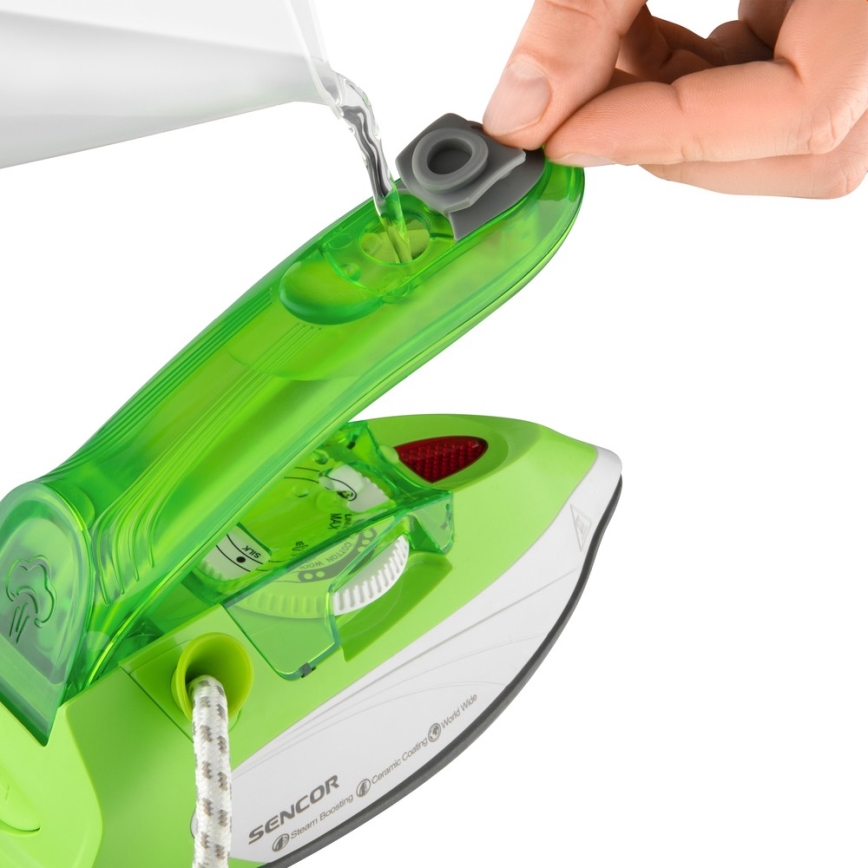Sencor - Ferro da stiro a vapore da viaggio 1100W/115V/230V verde