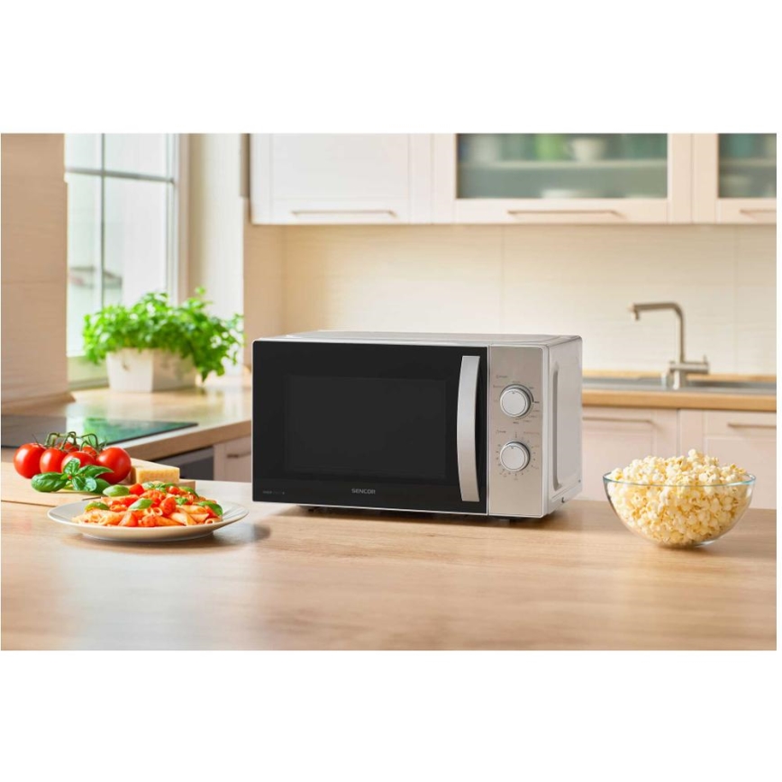 Sencor - Forno a microonde con funzione grill 700W/1000W/230V 20 l cromo opaco