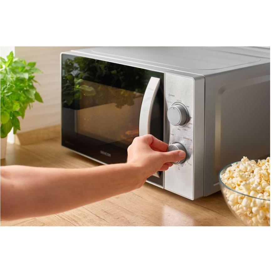 Sencor - Forno a microonde con funzione grill 700W/1000W/230V 20 l cromo opaco