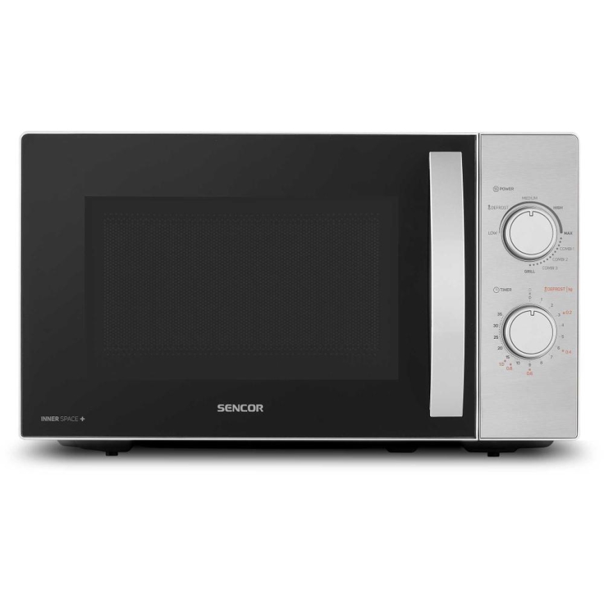 Sencor - Forno a microonde con funzione grill 700W/1000W/230V 20 l cromo opaco