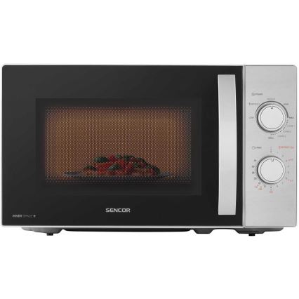 Sencor - Forno a microonde con funzione grill 700W/1000W/230V 20 l cromo opaco
