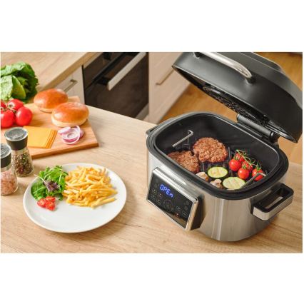 Sencor - Friggitrice ad aria multifunzione e grill 1660W/230V 6 l cromo opaco/nero