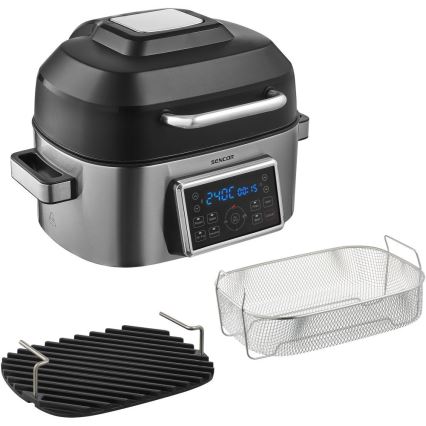 Sencor - Friggitrice ad aria multifunzione e grill 1660W/230V 6 l cromo opaco/nero