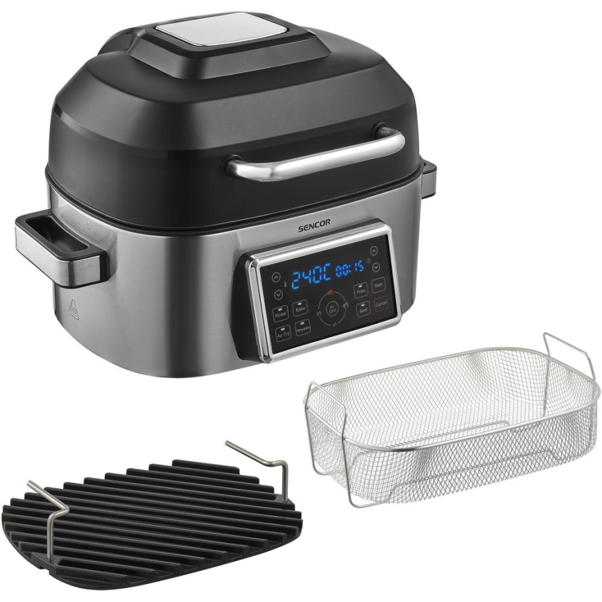 Sencor - Friggitrice ad aria multifunzione e grill 1660W/230V 6 l cromo opaco/nero