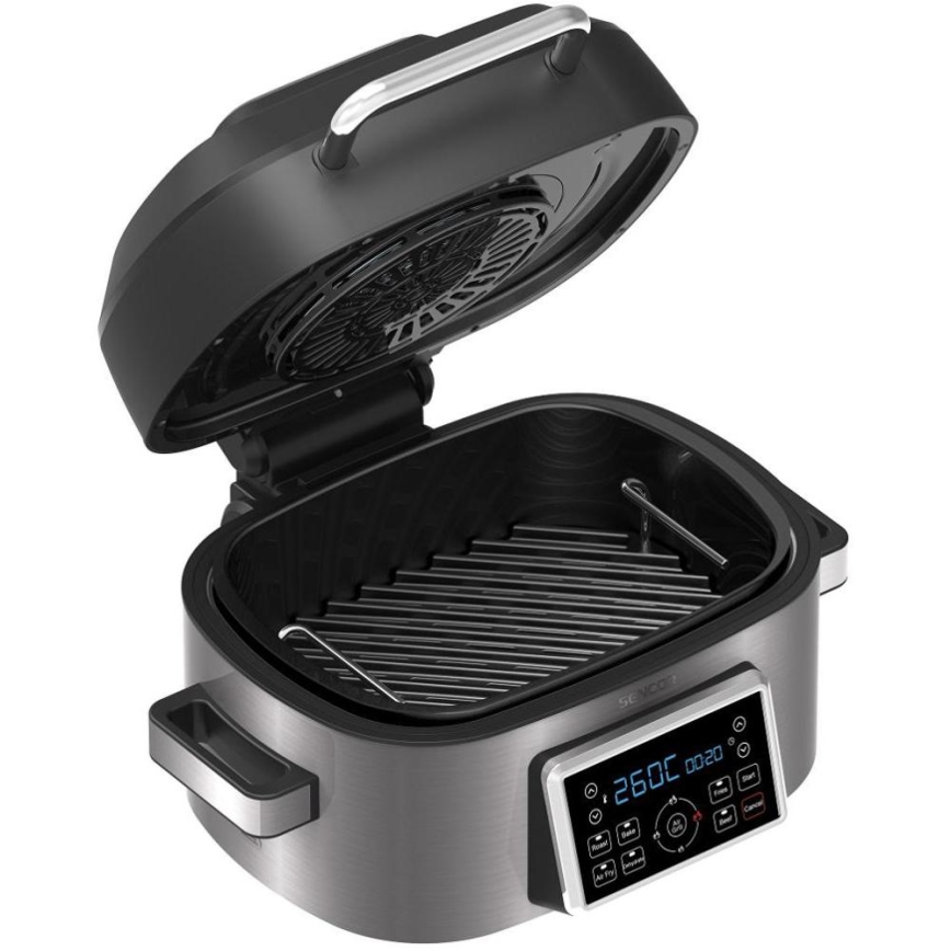Sencor - Friggitrice ad aria multifunzione e grill 1660W/230V 6 l cromo opaco/nero