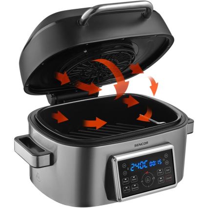 Sencor - Friggitrice ad aria multifunzione e grill 1660W/230V 6 l cromo opaco/nero