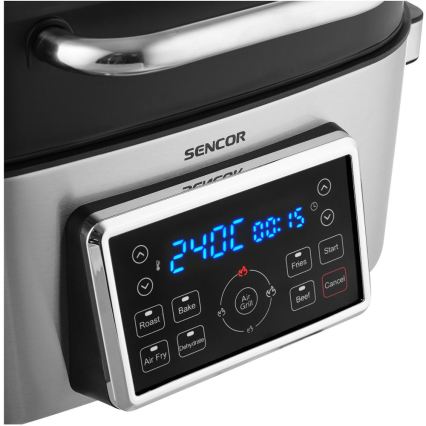 Sencor - Friggitrice ad aria multifunzione e grill 1660W/230V 6 l cromo opaco/nero