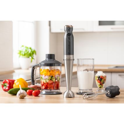 Sencor - Frullatore a immersione 4in1 1200W/230V acciaio inox/antracite