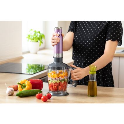 Sencor - Frullatore a immersione 4in1 1200W/230V acciaio inox/viola
