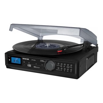 Sencor - Grammofono con USB/SD/FM 8W/230V + telecomando