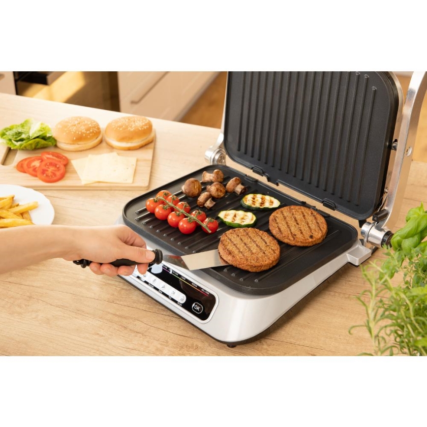 Sencor - Griglia a contatto 2100W/230V cromo opaco
