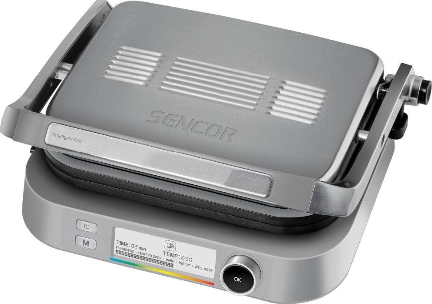 Sencor - Griglia a contatto 2100W/230V cromo opaco
