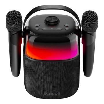 Sencor - LED RGB Altoparlante con microfoni wireless 35W 8000 mAh IPX5 nero