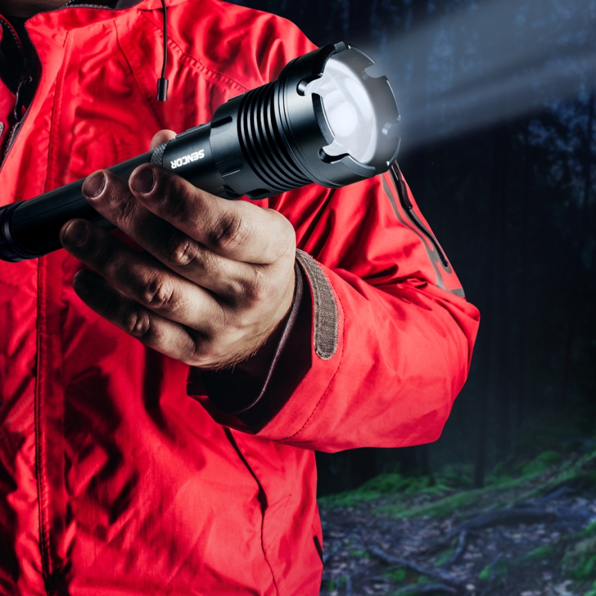 Sencor - LED Torcia elettrica ricaricabile in alluminio con funzione di power bank LED/10W/4400 mAh 2000 lm IP44