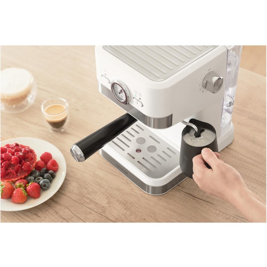 Sencor - Macchina da caffè a leva espresso 1050W/230V bianco/cromo opaco